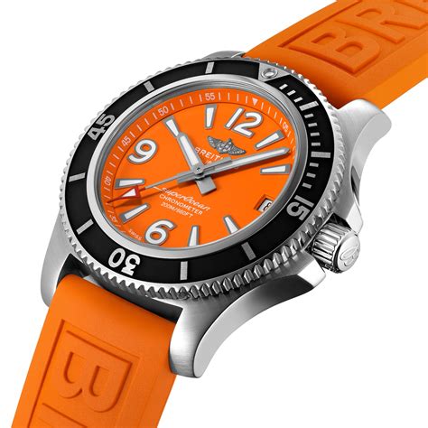 breitling orange strap and orange face|Breitling supercoean dive watch.